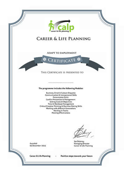 Adapt To Employment Programme Certificate